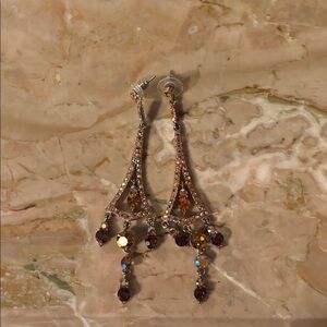 Elegant Gold and Brown Dangle Earrings